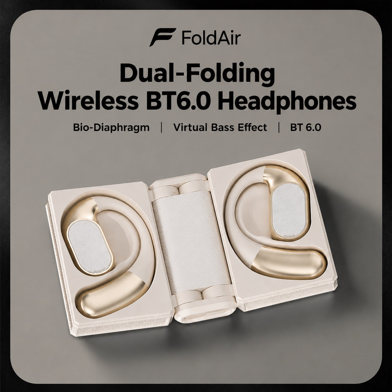 FoldAir box contents: earbuds, charging case, Type-C cable, manual and warranty